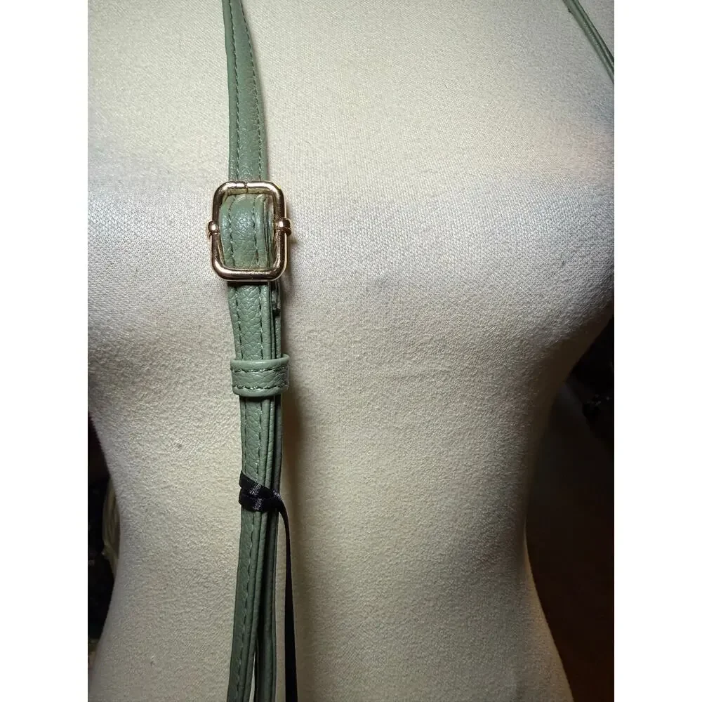 Deluxity Sage Green Quilted Crossbody Bag, Gold Hardware Tassels, NWT